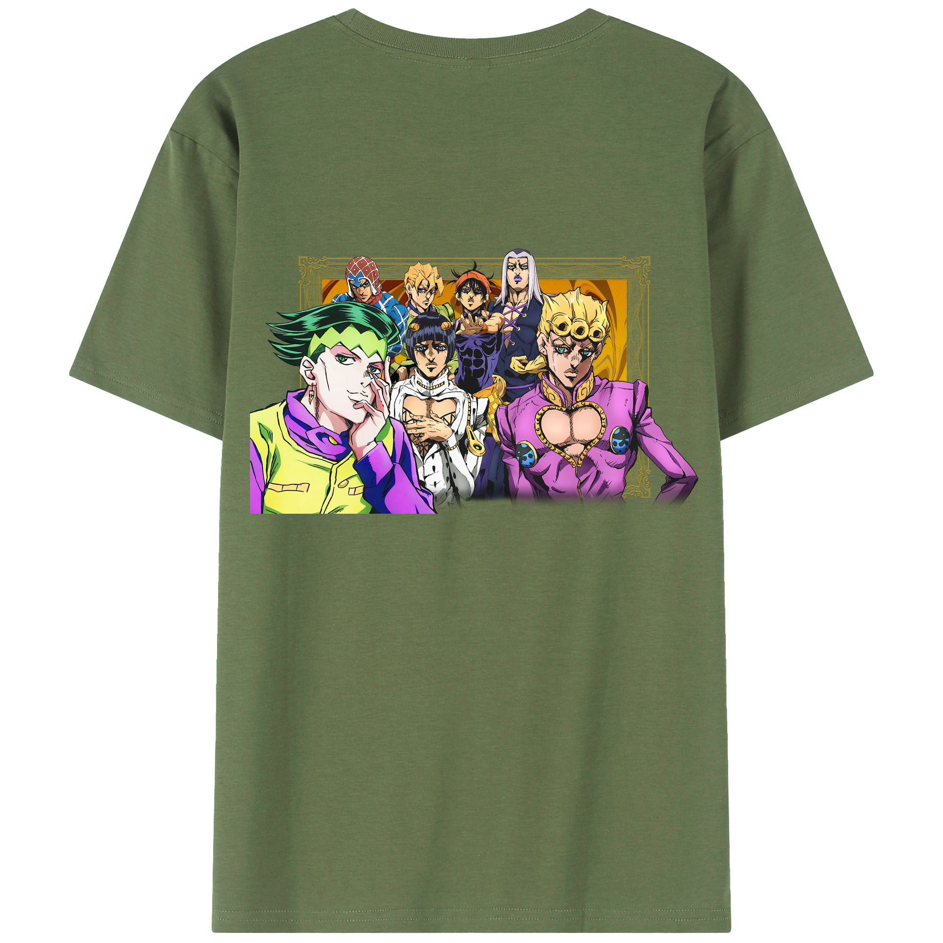 （画像用） ジョジョの奇妙な冒険 ジョルノ?ジョバァーナ JoJo's Bizarre Adventure Giorno Giovanna 綿100％ メンズ半袖Tシャツ（バックプリント） 通気性